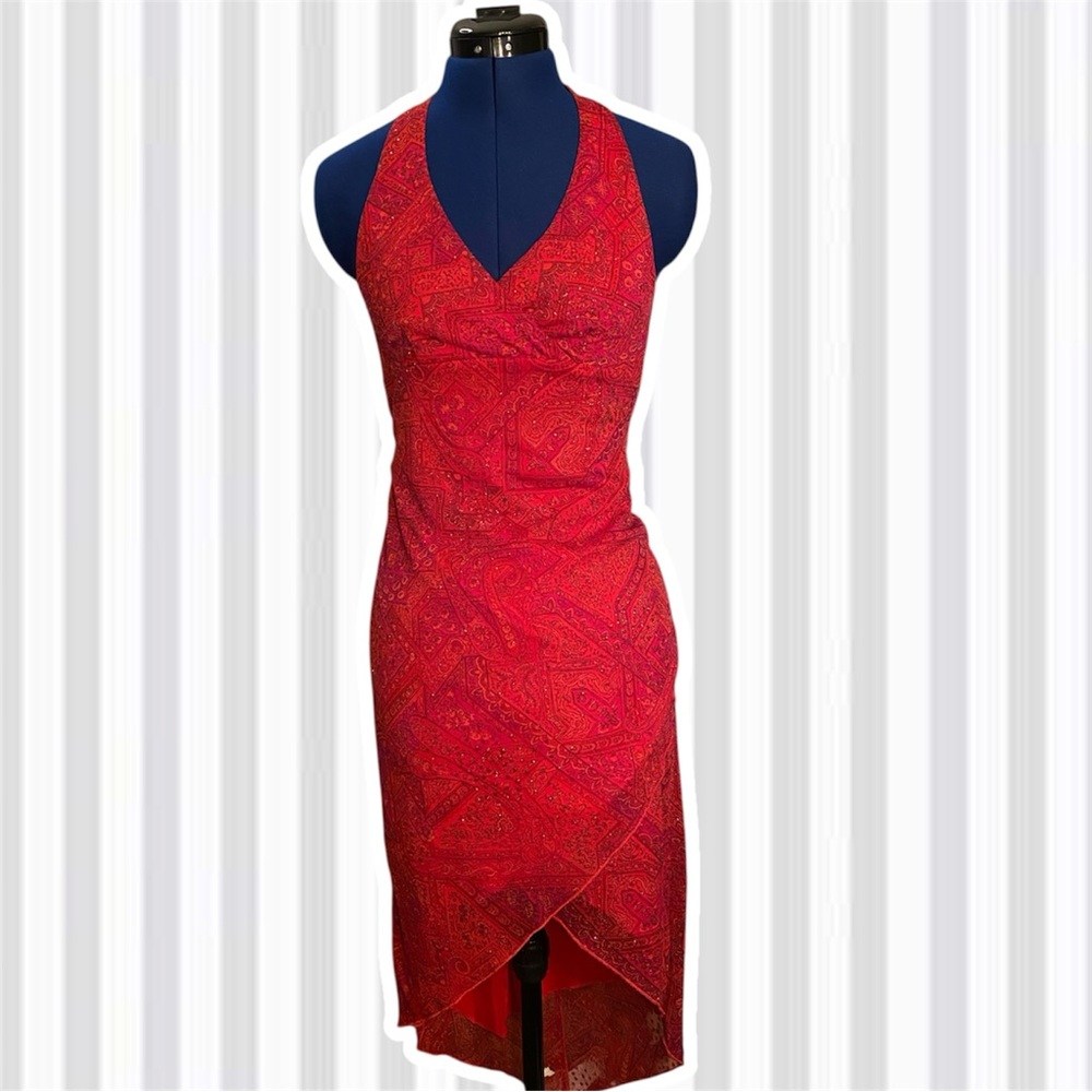 City Triangles Red Halter Sheath Dress